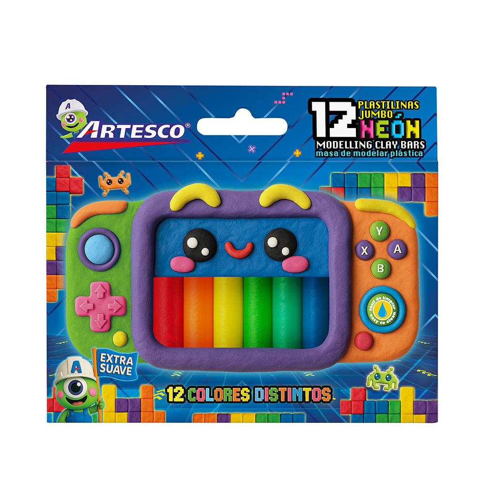Plastilina Artesco Jumbo Neón 12un
