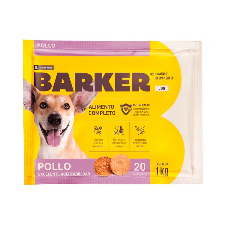 20 Hamburguesas Barker para Perro Pollo 1Kg