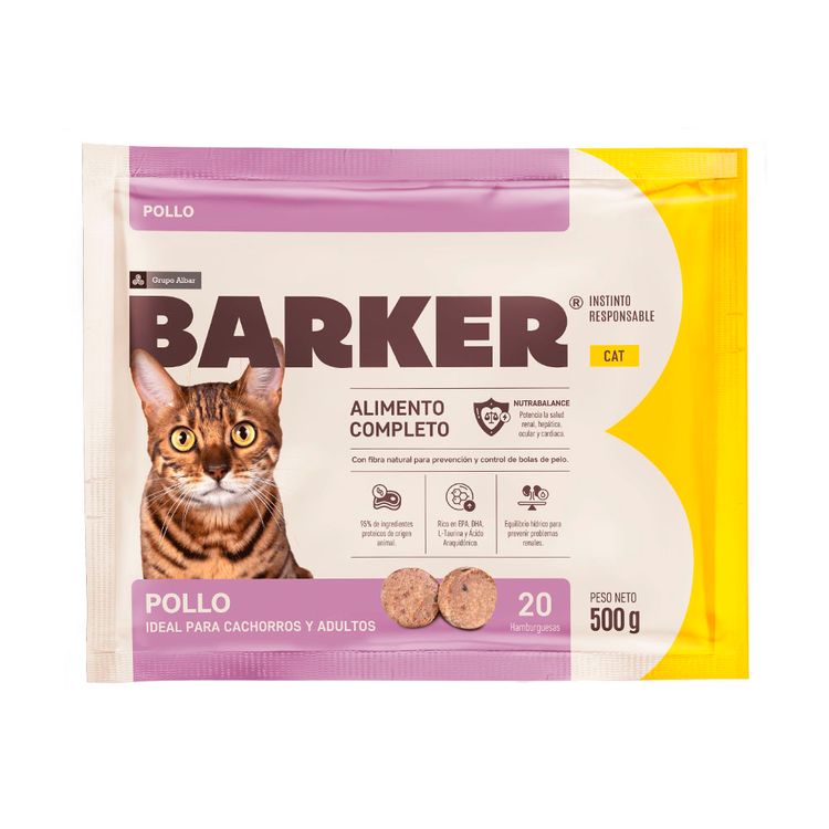 20 Hamburguesas Barker Gato Pollo 500g