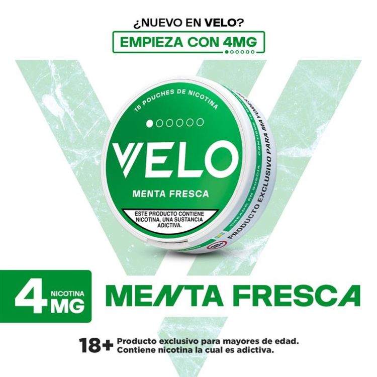 Sacos de Nicotina Velo Menta Fresca 4mg 15un
