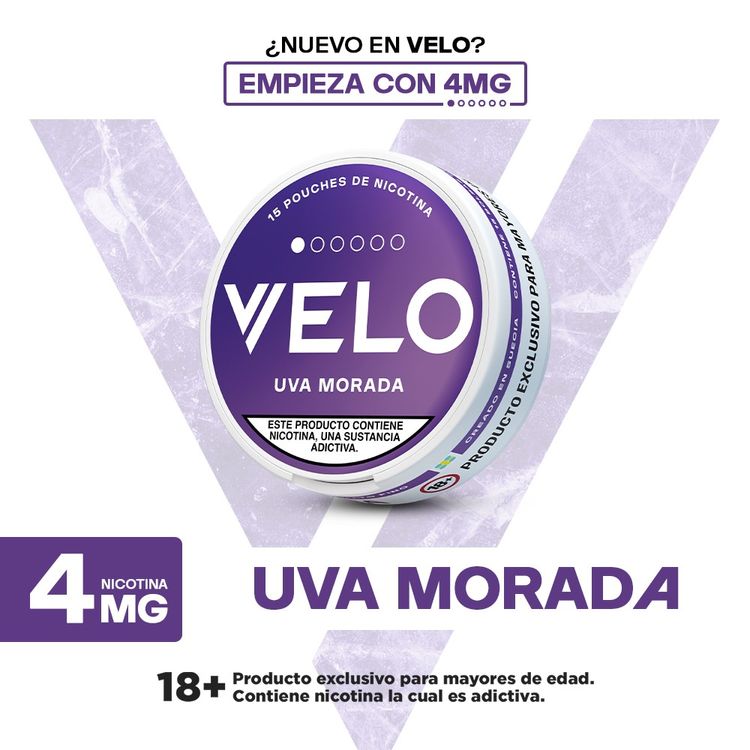 Sacos de Nicotina Velo Uva Morada 4mg 15un