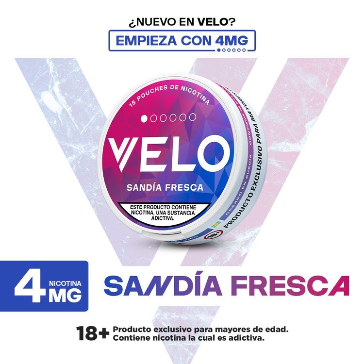 Sacos de Nicotina Velo Sandía Fresca 4mg 15un