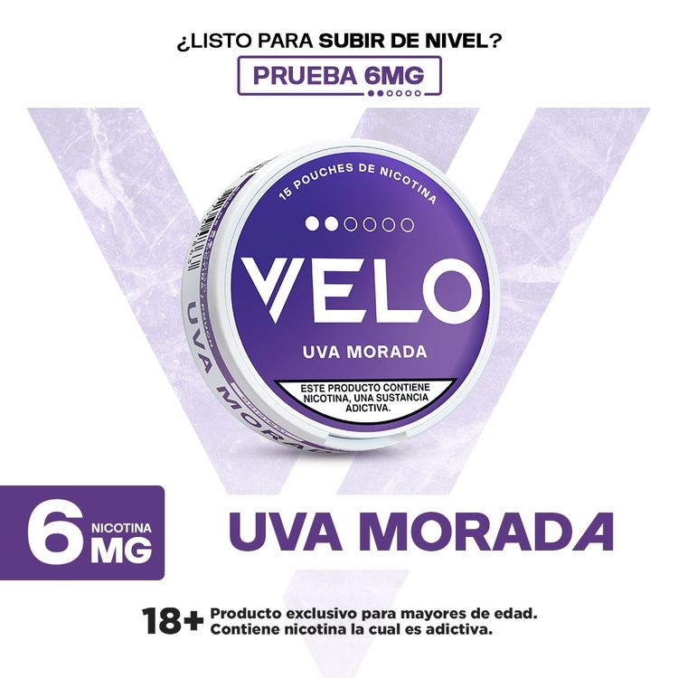 Sacos de Nicotina Velo Uva Morada 6mg 15un