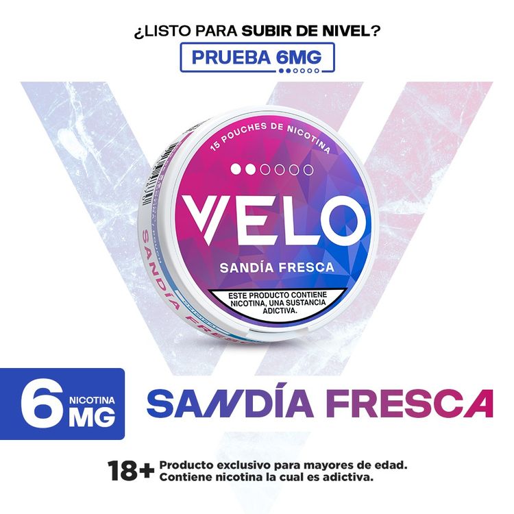 Sacos de Nicotina Velo Sandía Fresca 6mg 15un