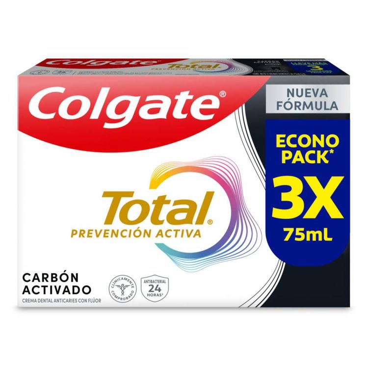 Tripack Crema de Dientes Colgate Total Carbón Activado 75ml