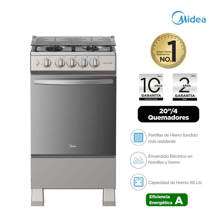 Cocina a Gas Mastercook Plus 20'' 4 Q Gris