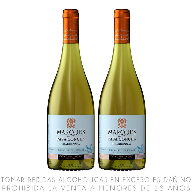 Twopack Vino Blanco Chardonnay Marqués de Casa Concha Botella 750ml