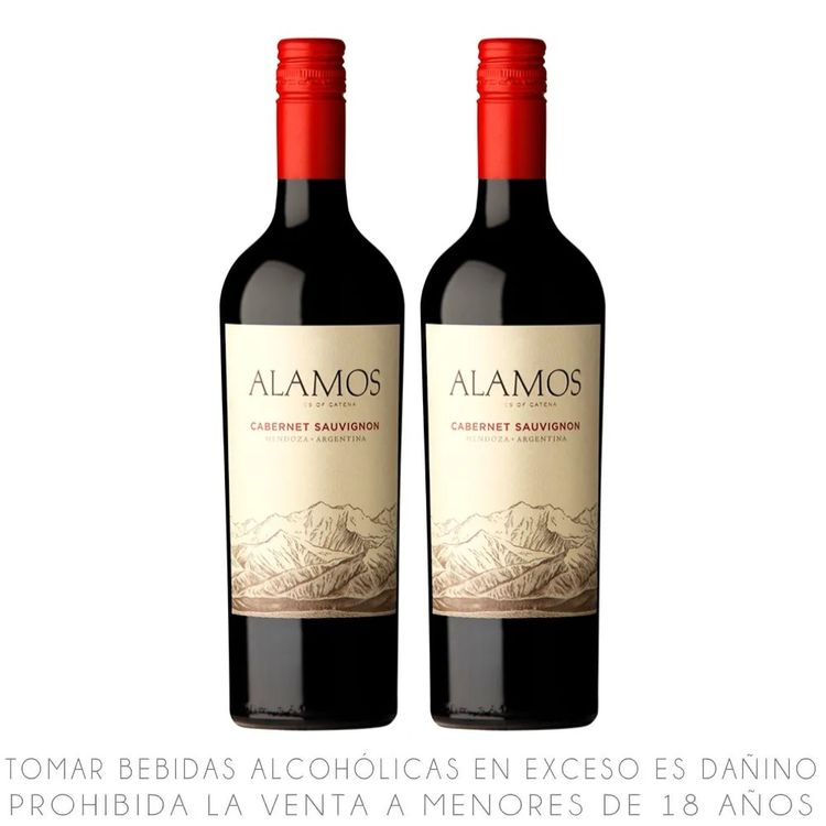 Twopack Vino Tinto Cabernet Sauvignon Álamos Botella 750ml