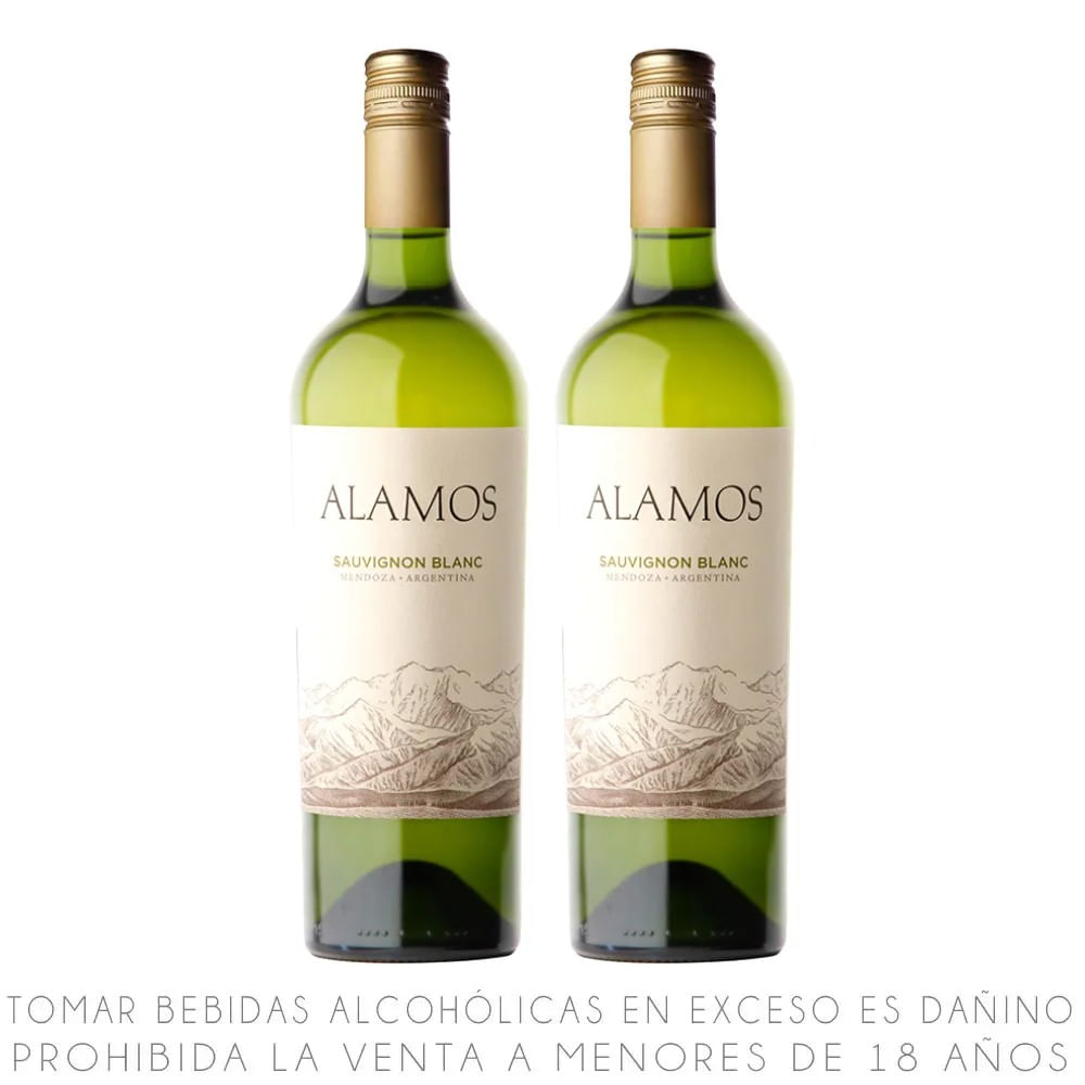 Twopack Vino Blanco Sauvignon Blanc Álamos Botella 750ml