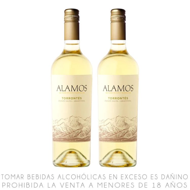 Twopack Vino Blanco Torrontés Álamos Botella 750ml