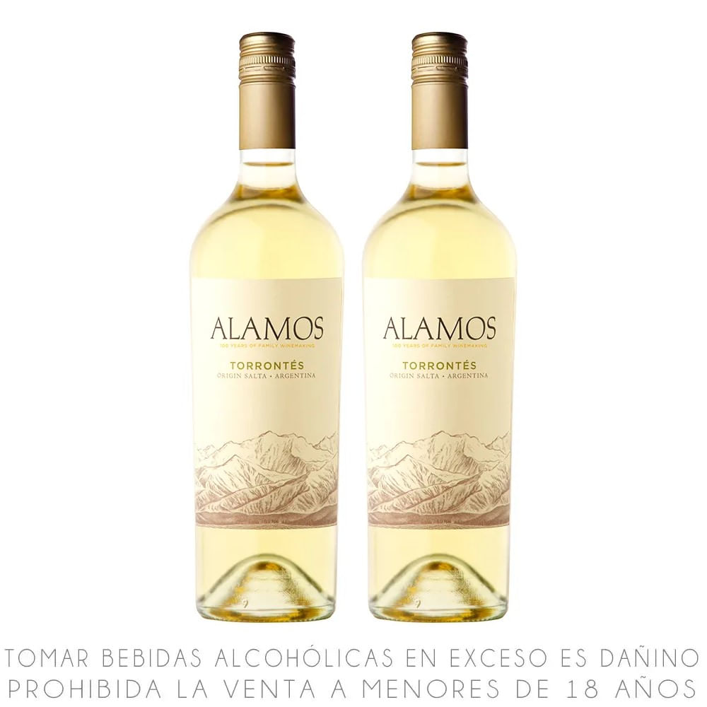 Twopack Vino Blanco Torrontés Álamos Botella 750ml