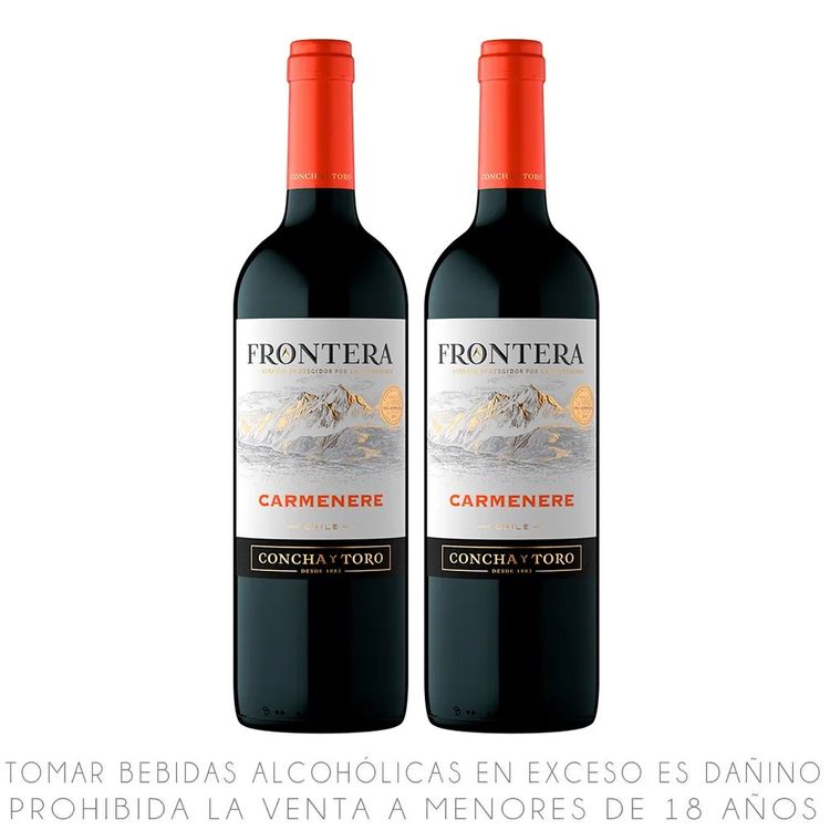 Tripack Vino Tinto Frontera Concha y Toro Carménère Botella 750ml