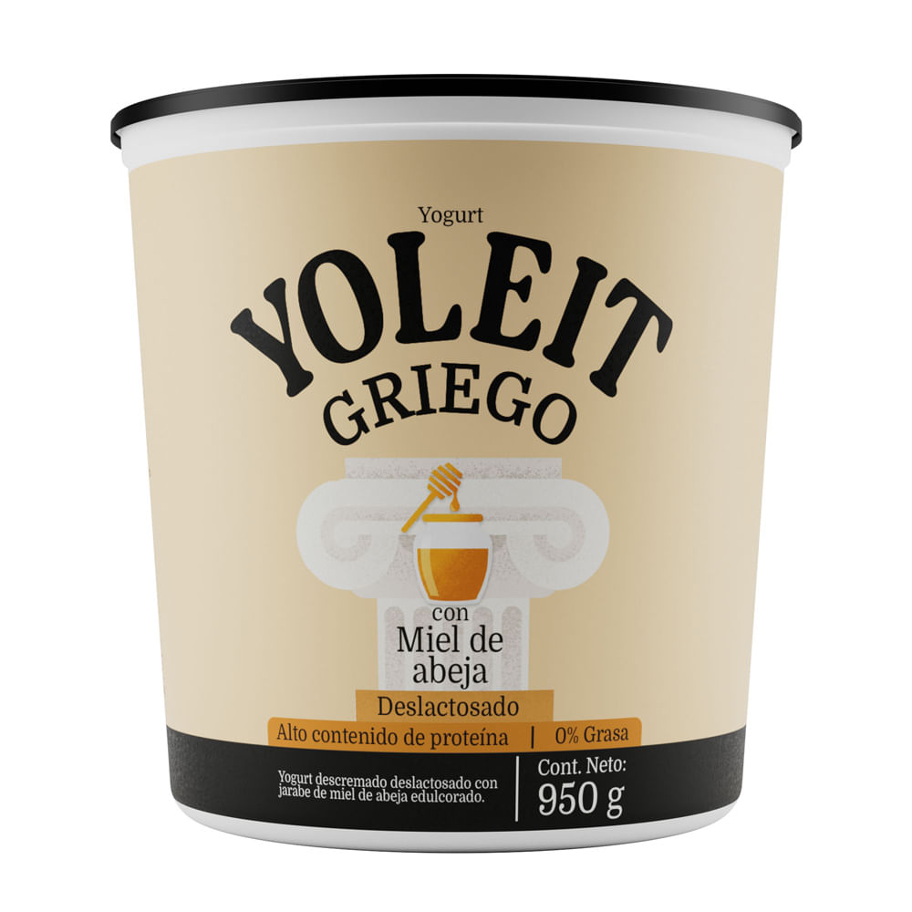 Yogurt Deslactosado Yoleit Griego Miel 950g
