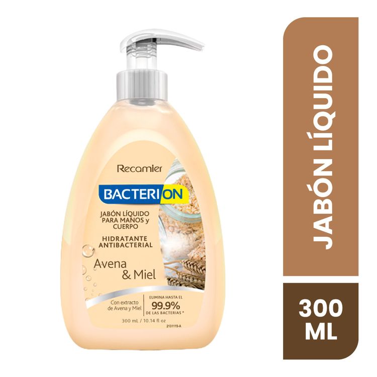 Jabón Líquido Antibacterial Bacterion Avena & Miel 300ml