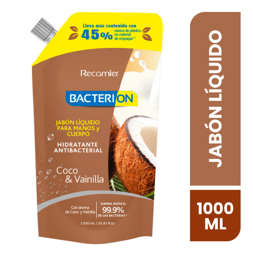 Jabón Líquido Antibacterial Bacterion Coco & Vainilla 1L