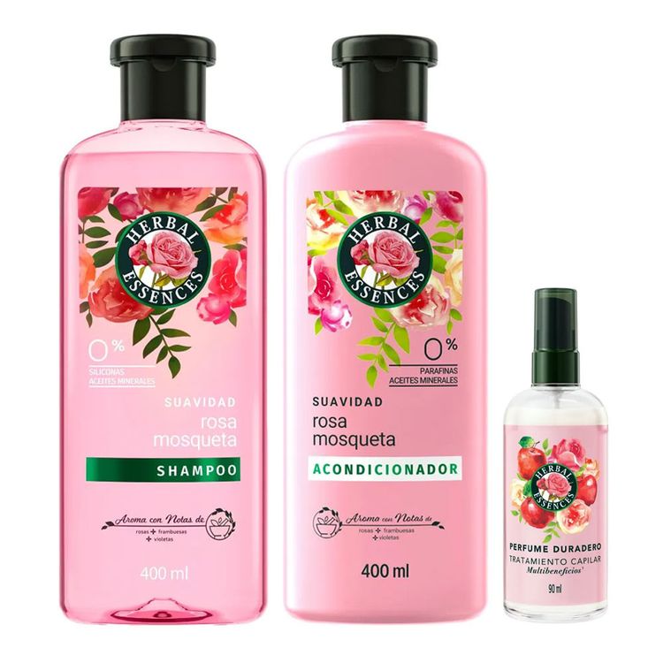 Pack Herbal Essences Rosa Mosqueta: Shampoo + Acondicionador + Tratamiento