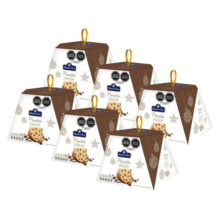 Sixpack Panetón con Chocolate Blanca Flor Caja 450g