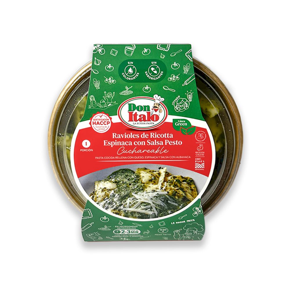 Cuchareable Don Italo Ravioles de Ricotta, Espinaca y Pesto 350g