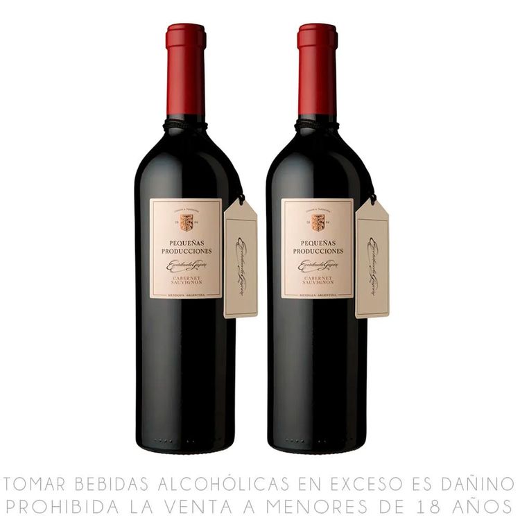 Twopack Vino Tinto Cabernet Sauvignon Pequeñas Producciones 750ml