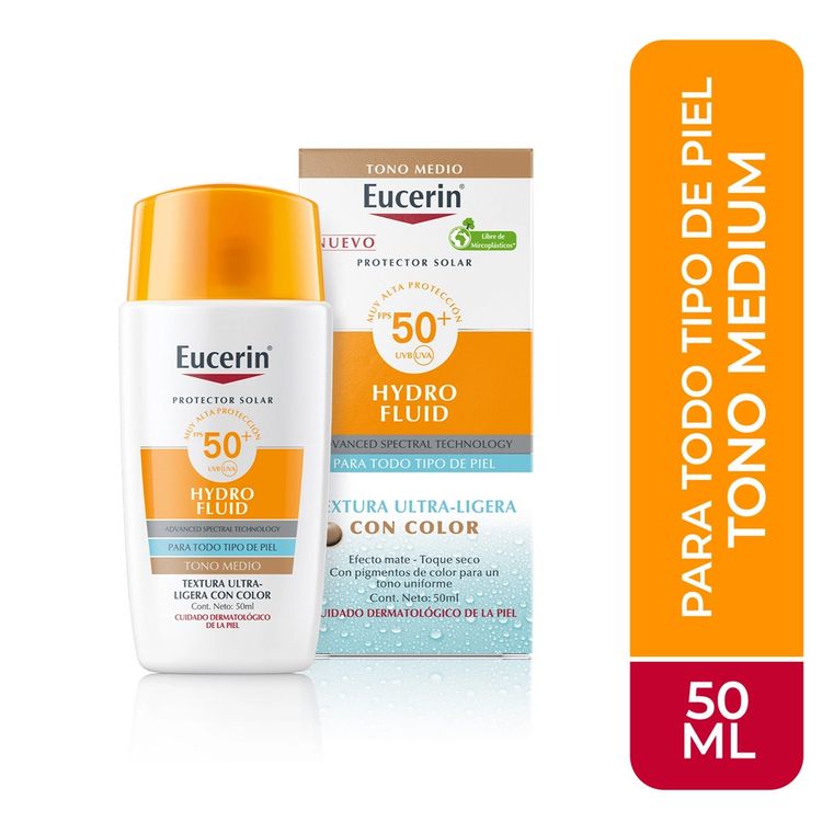 Protector Solar Eucerin Hydro Fluid Tono Medio 50ml Protector Solar Eucerin Hydro Fluid Tono Medio 50ml