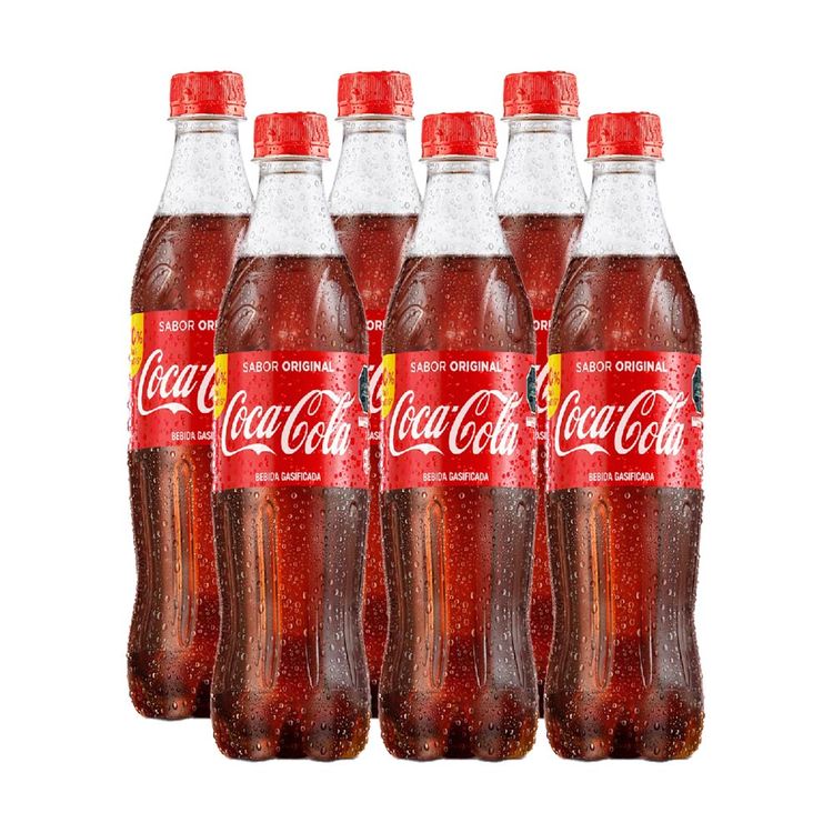 Sixpack Gaseosa Coca Cola Original Botella 600ml
