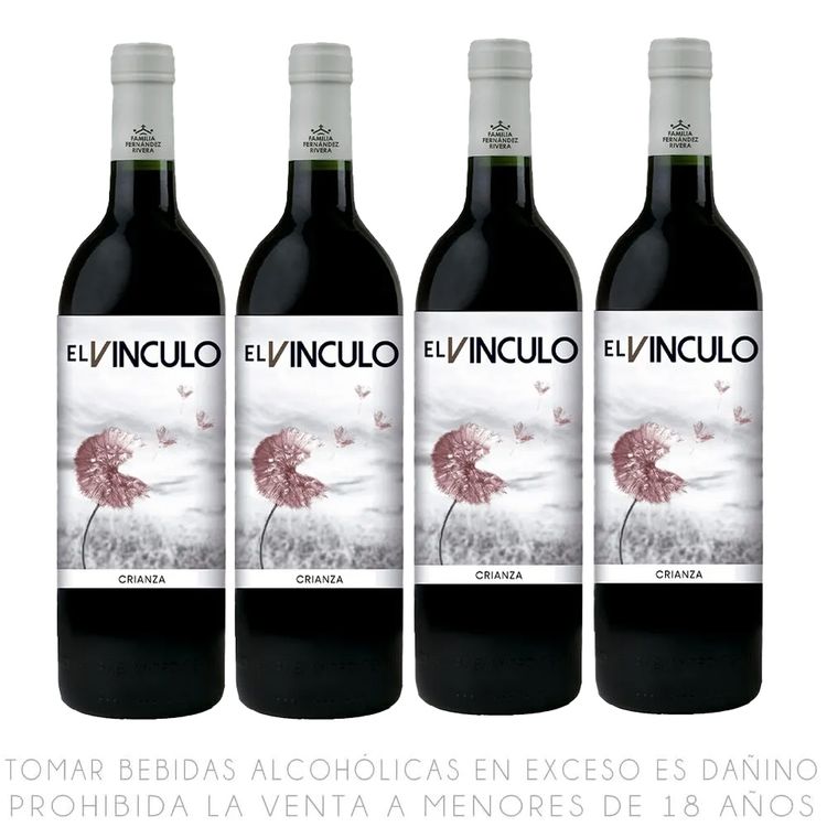 Fourpack Vino Tinto Tempranillo El Vínculo Crianza Botella 750ml