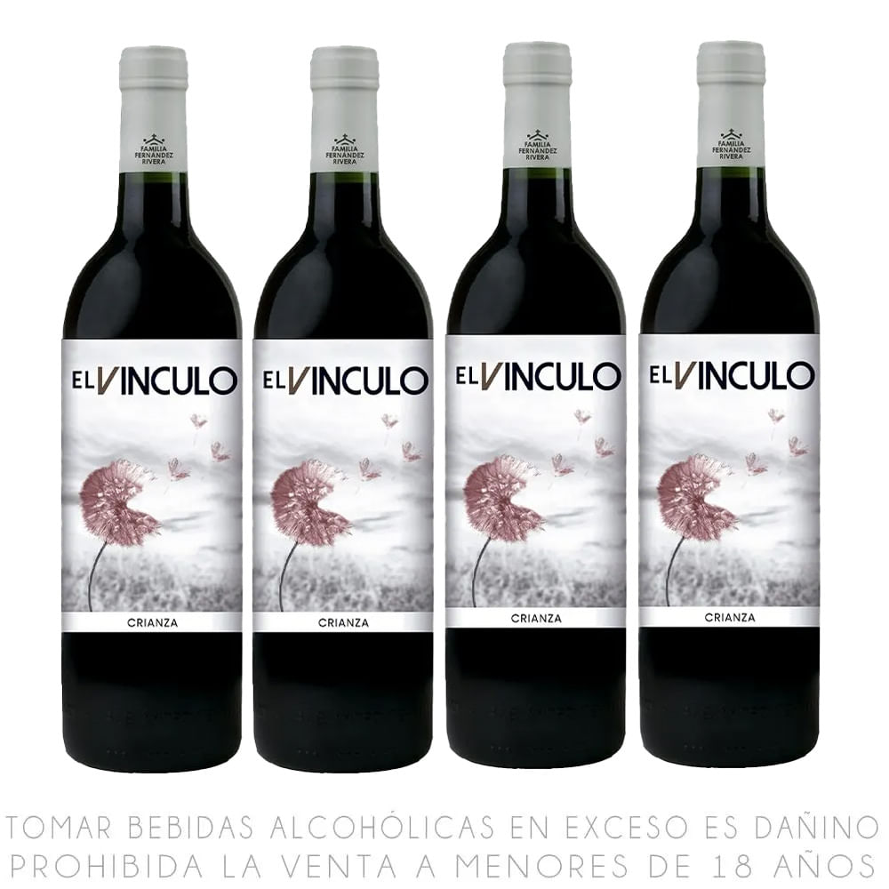 Fourpack Vino Tinto Tempranillo El Vínculo Crianza Botella 750ml