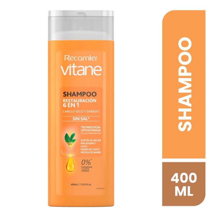 Shampoo Sin Sal Vitane Restaura 6 en 1 Frasco 400 ml