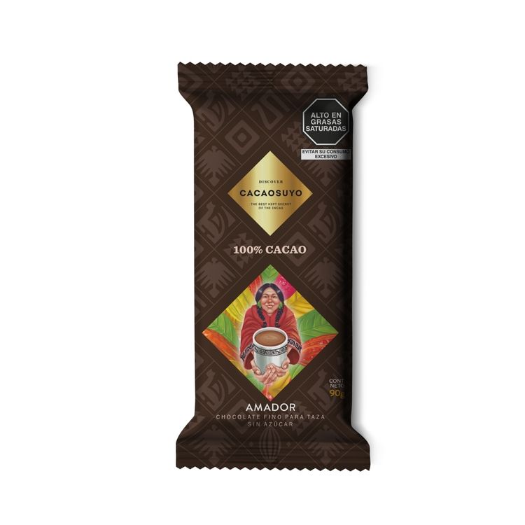 Chocolate Fino para Taza Cacaosuyo Amador Sin Azúcar 90g