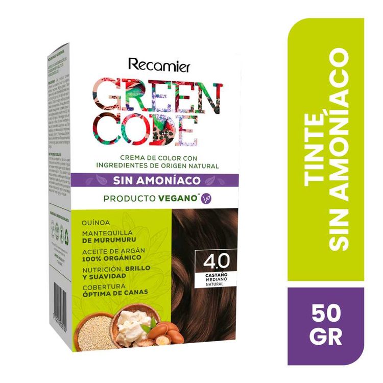 Tinte de Cabello Green Code 4.0 Castaño Mediano Natural