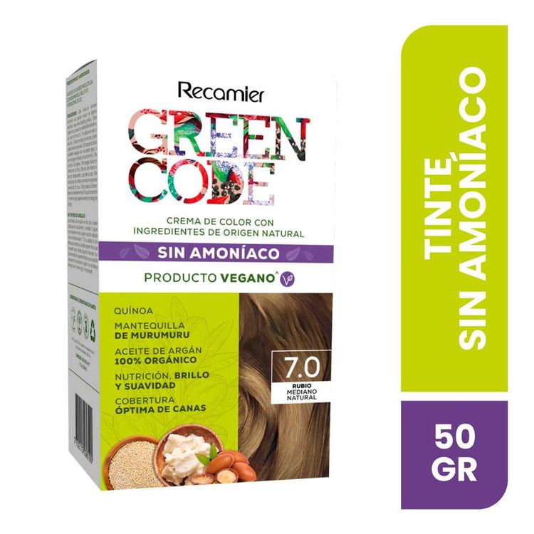 Tinte de Cabello Green Code 7.0 Rubio Mediano Natural