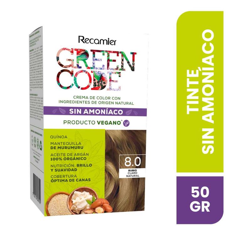 Tinte de Cabello Green Code 8.0 Rubio Claro Natural