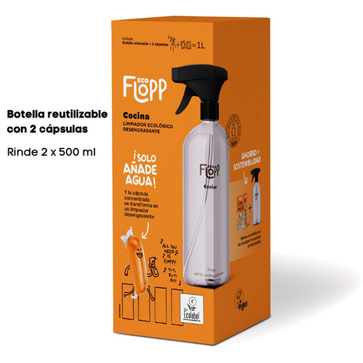 Limpiador de Cocina Eco Flopp: Botella Spray + Cápsula 2un