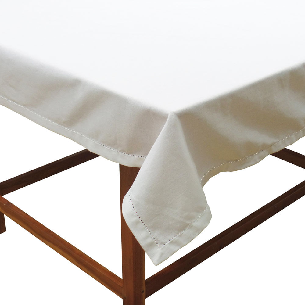 Mantel Krea Algodón 180x240cm Deshilado Blanco