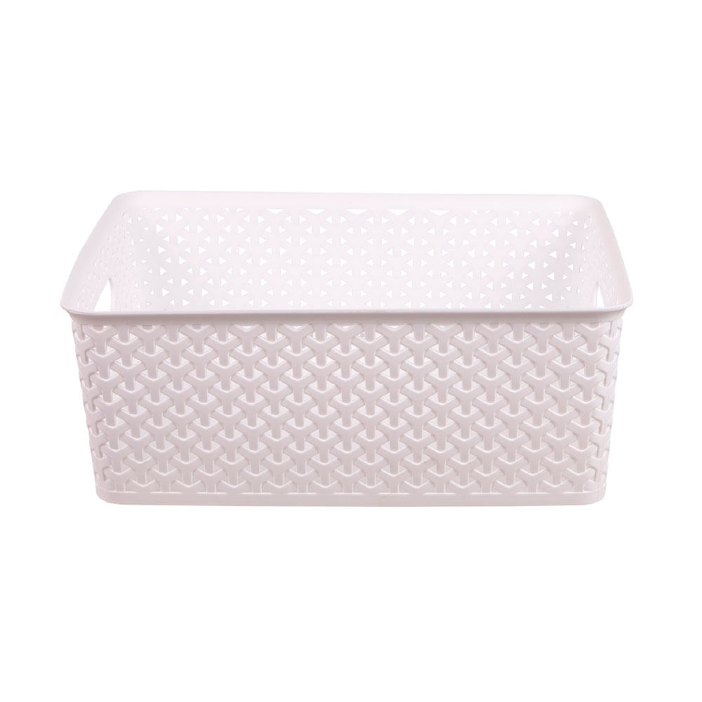 Canasto Krea Símil Rattan Blanco 35.8x28.8x13.5cm