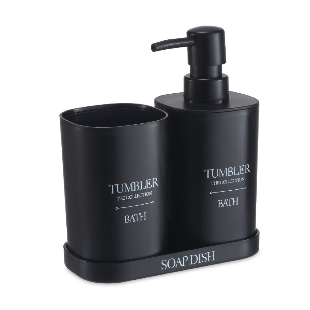 SET DE 3 ACCESORIOS BAÑO TREND NEGRO