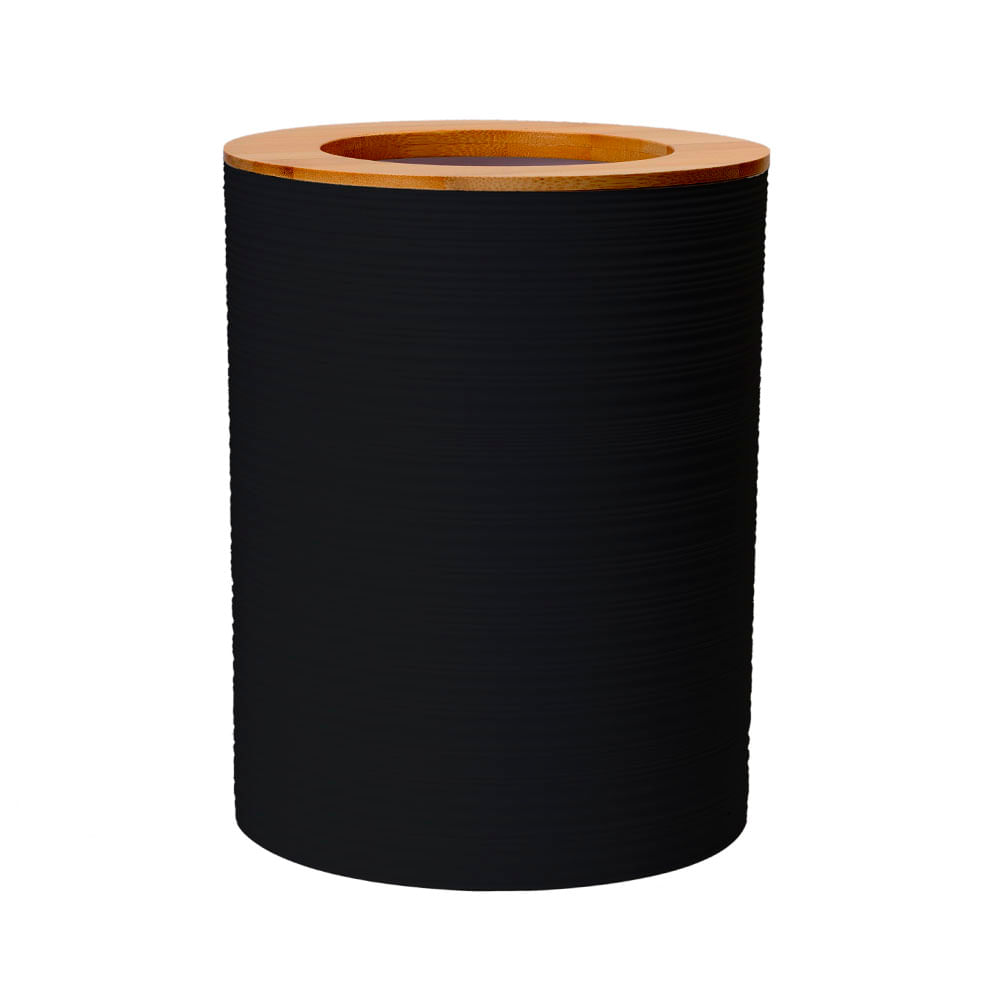 Basurero Krea Plástico Bambú Negro