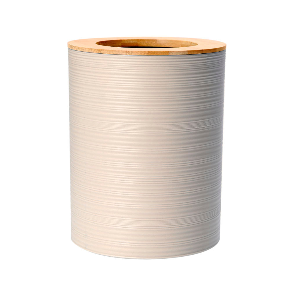 Basurero Krea Plástico Bambú Taupe