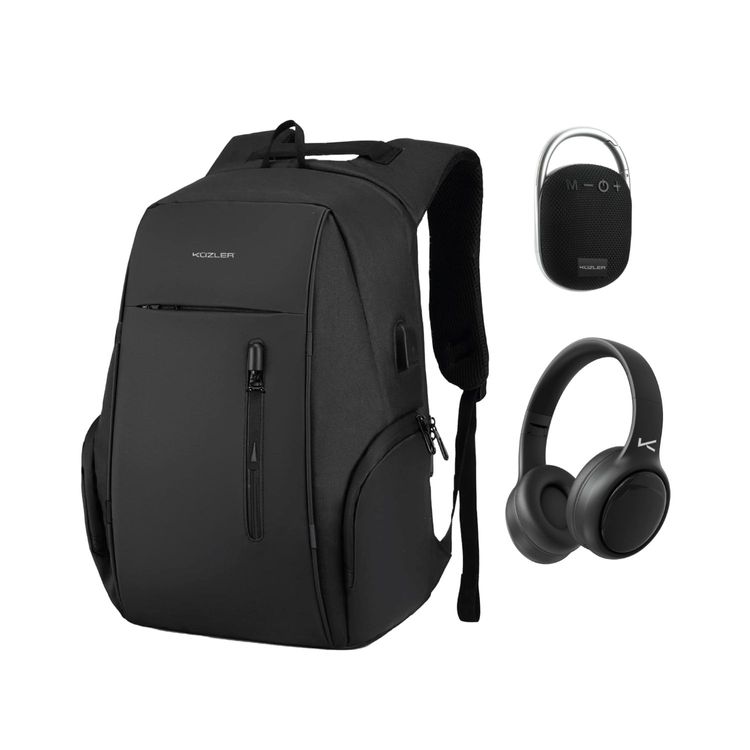 Combo Mochila Kuzler + Audifono Negro + Parlante Set 2