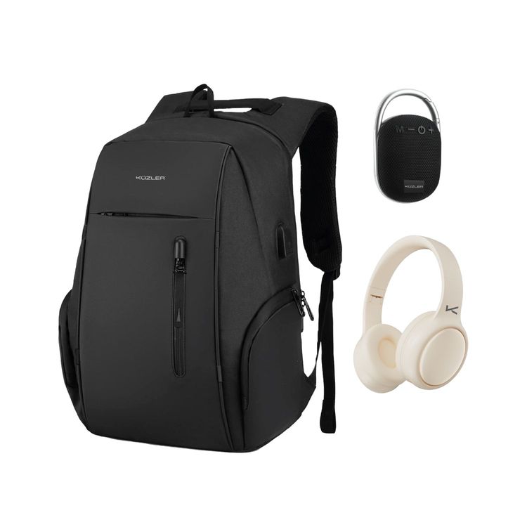 Combo Mochila Kuzler + Audifono Beige + Parlante Set 3