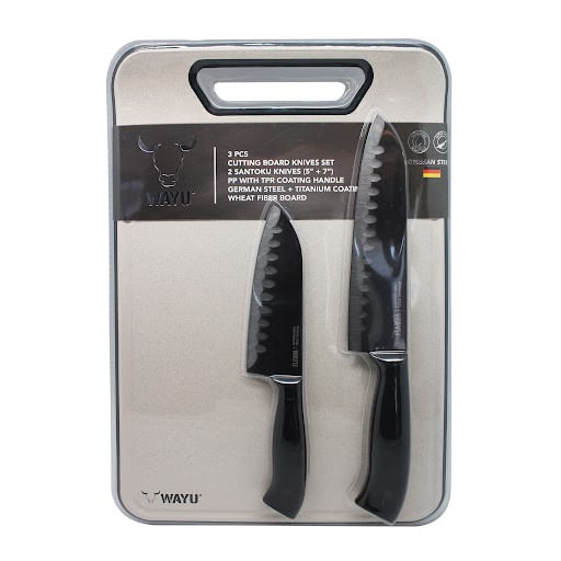 Set Wayu Cuchillo Santoku más Tabla de Picar
