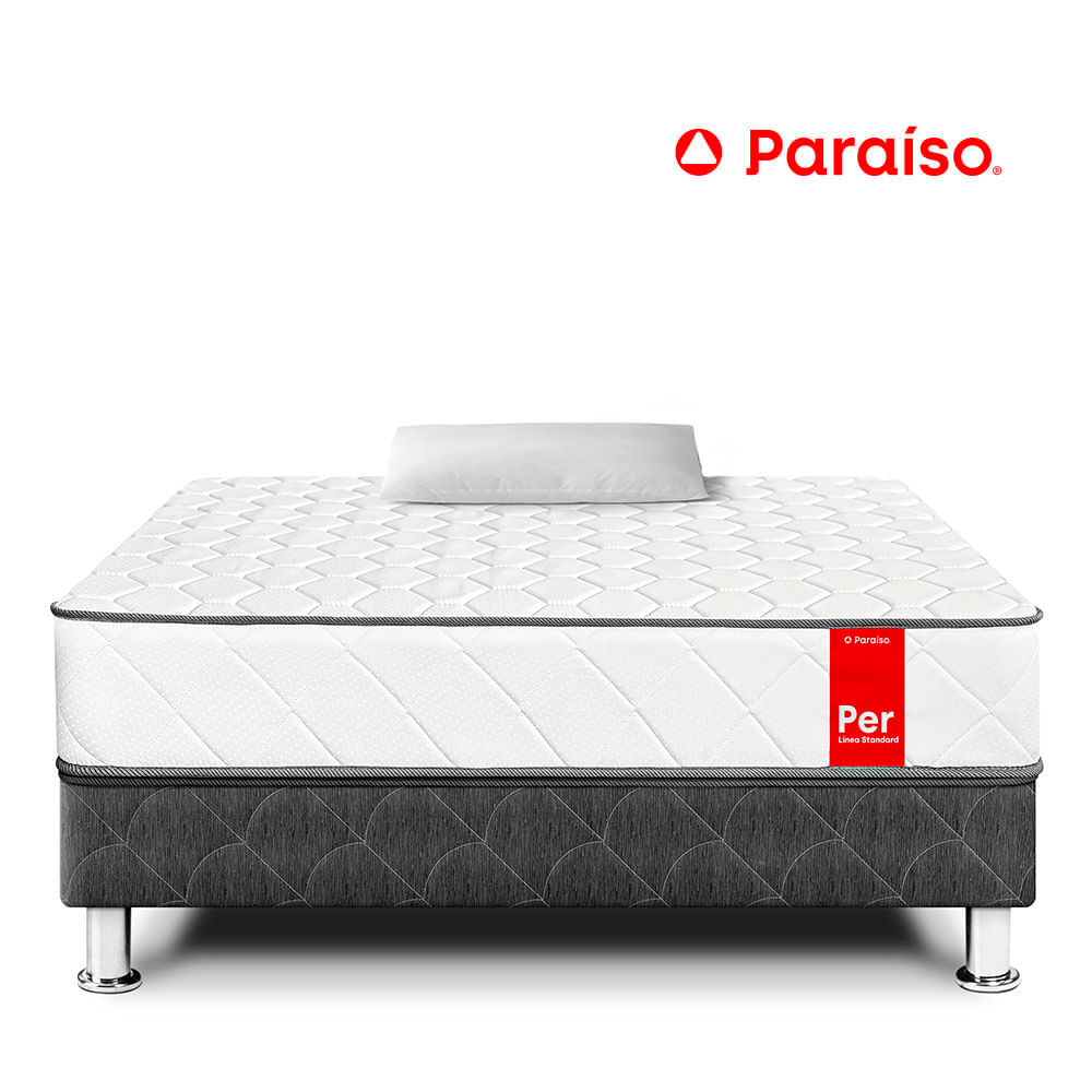 Cama Per Paraíso 1.5 Plazas Acero+ 1 Almohada+ 1 Protector