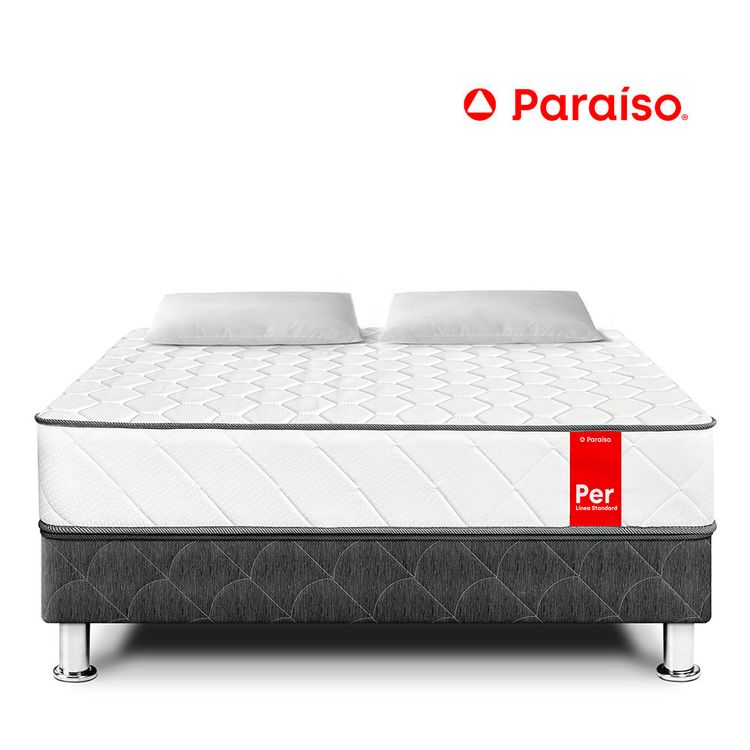 Cama Per Paraíso 2 Plazas Acero+ 2 Almohadas+ 1 Protector