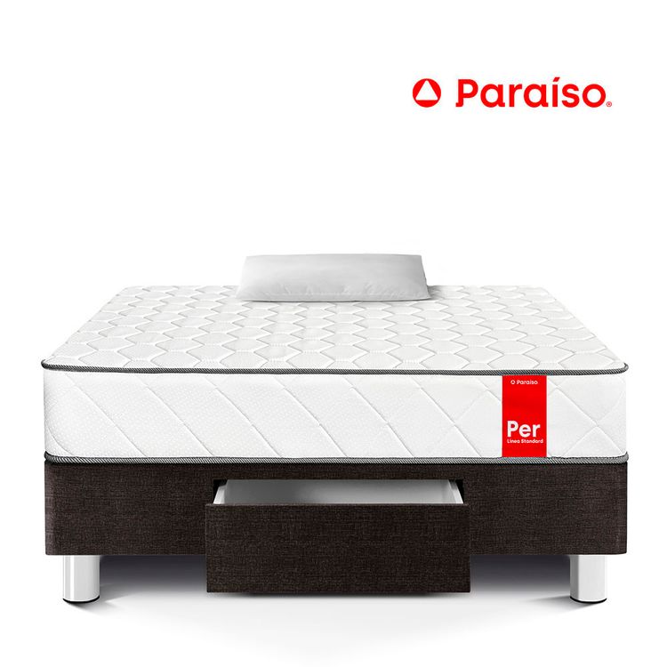 Cama Per Paraíso con Cajones 1.5 Plazas Acero+ 1 Almohada+ 1 Protector