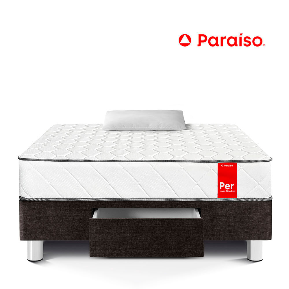 Cama Per Paraíso con Cajones 1.5 Plazas Acero+ 1 Almohada+ 1 Protector