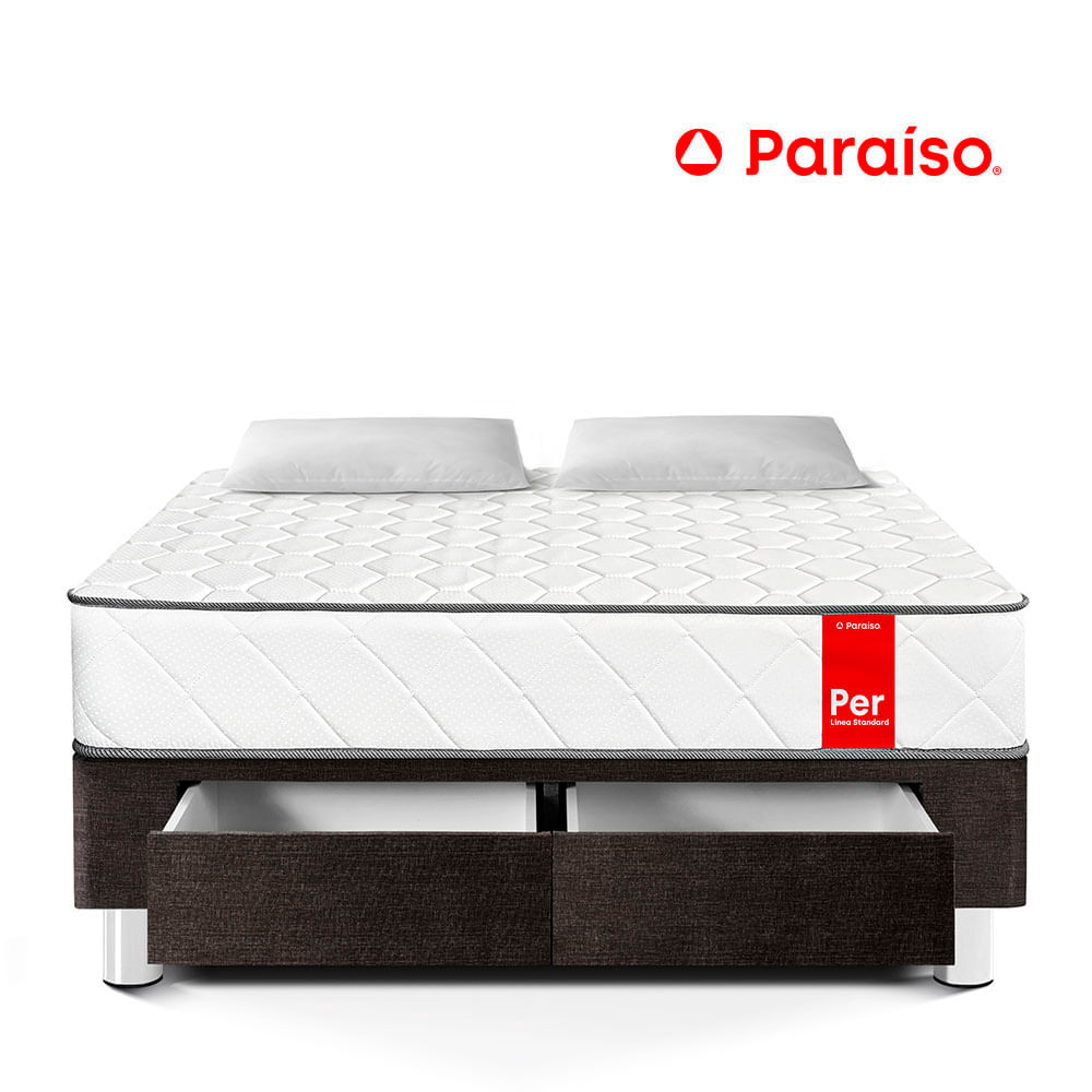 Cama Per Paraíso con Cajones 2 Plazas Acero+ 2 Almohadas+ 1 Protector