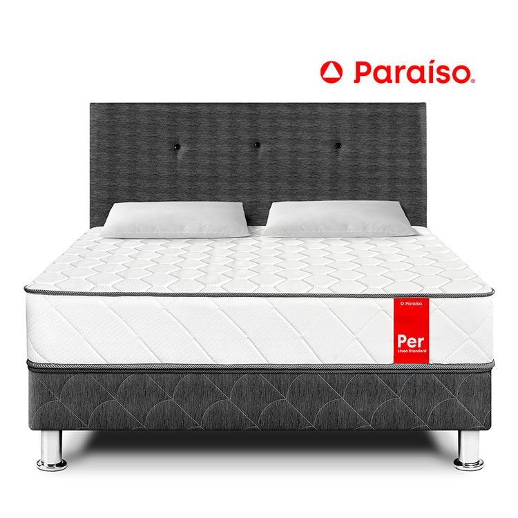 Dormitorio Per Paraíso 2 Plazas Acero+ 2 Almohadas+ 1 Protector