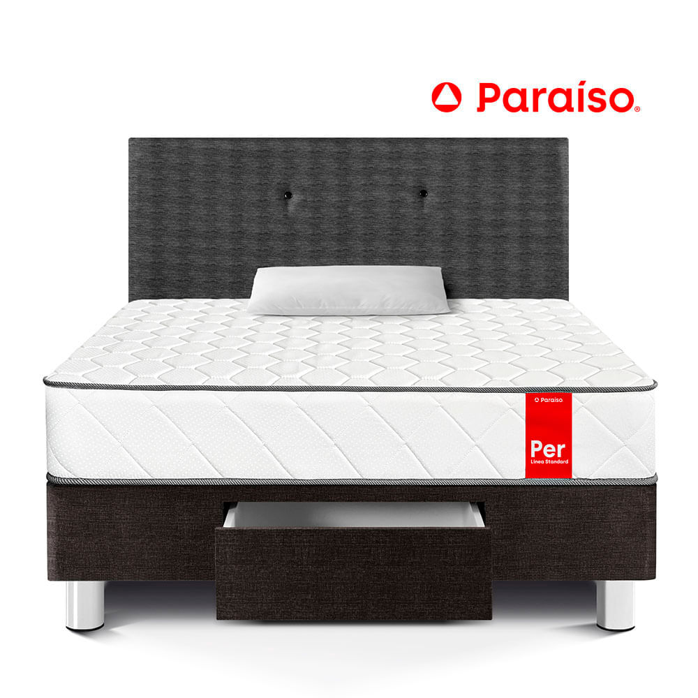 Dormitorio Per Paraíso con Cajones 1.5 Plazas + 1 Almohada+ 1 Protector