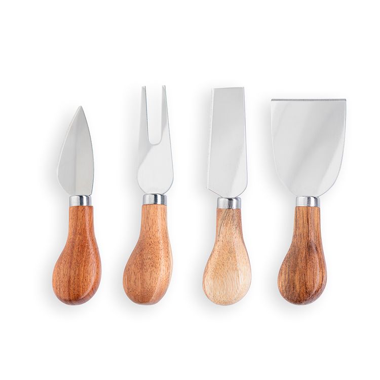 Set de 4 Cuchillos Krea para Queso de Madera de Acacia
