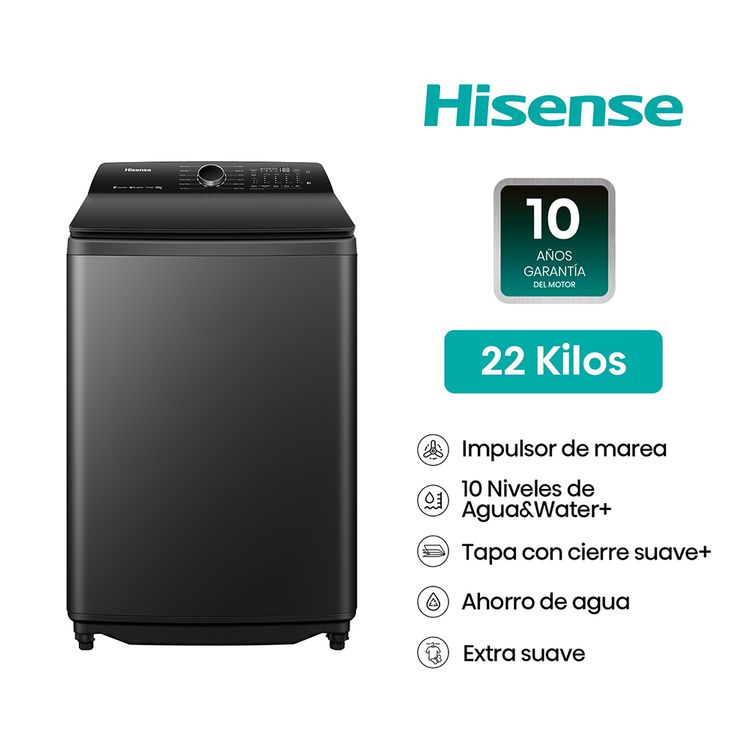 Lavadora 22Kg Carga Superior Hisense Wt5I2223Db